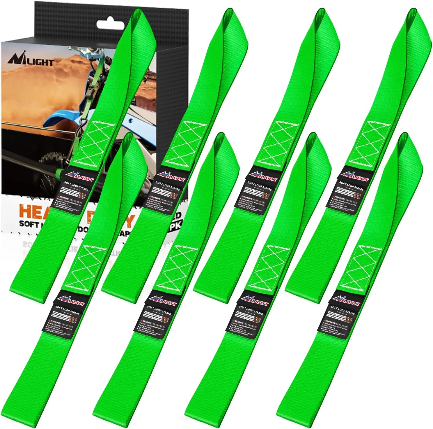 Nilight Polyester Heavy-Duty Soft Loop Ratchet Straps (1.7in×17in), 12000 lbs Max Break Strength, for Securing Truck Cargo, ATV-UTV, Dirtbike - Father’s Day Gift