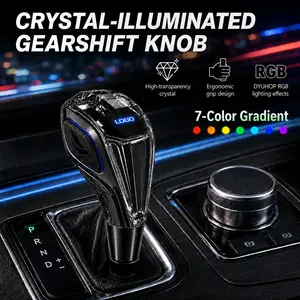 LED Crystal Gear Shift Lever 7-Color RGB Automatic Transmission Shift Knob Twist-On Installation Rechargeable Luxury Car Interior Atmosphere Lamp Shifter Modern Crystal Gear Handle for Car Modification #Summervibes outdoorfun
