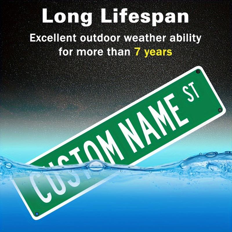 Customizable Aluminum Street Name Sign, 16X4 Inches, Easy Install, Weather-Resistant, Multipurpose Wall Hanging Decor for Home, Bar, Man Cave, Outdoor Use, English Text, 40X10Cm Christmas Decorations