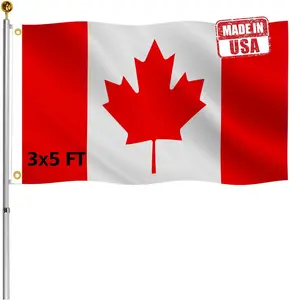 Double Sided Canada Flag 3x5 FT Outdoor- UV Fade Resistant 3Ply Canadian National Flags Canvas Header with 2 Brass Grommets Easy to Rising