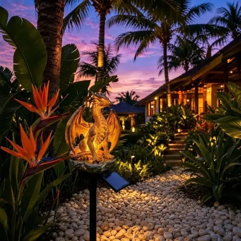Dragon-Shaped Solar Garden Stake Light - Solar-Powered, Weather-Resistant, Easy-To-Install, Warm Glow, Outdoor Ambiance Enhancer, Niche Art Decoration (Home & Festive Party Supply)