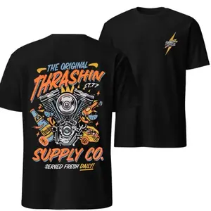 Thrashin Supply The Original Fiesta Graphic 2 Side T-Shirt, Gift for Bikers, Motorcycle Lovers, Streetwear Fans, Comfortable Fit, Unisex Cotton Full Color