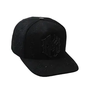 BLACKSTAR DELUXE MX BLACK RHINESTONE SUEDE CURVE - HAT