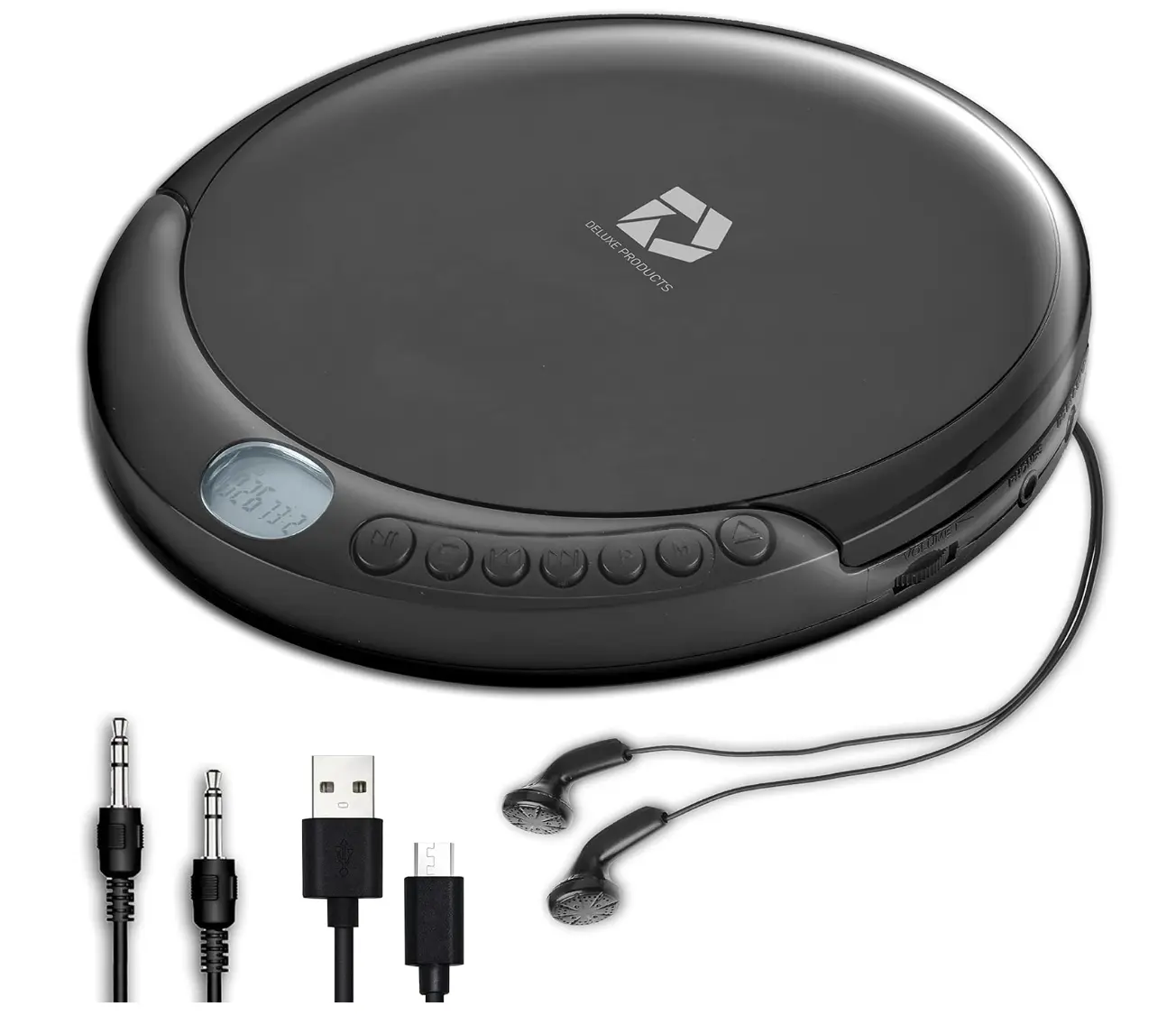 Portable CD Player with Anti-Skip Protection, Stereo Earbuds, AUX Cable & USB Power, Personal Discman for Music CDs, Audiobooks, CD-R/CD-RW, Home Car Travel Use