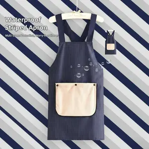 Cooking Apron with Pockets, Cross Back Adjustable Apron with Towel for Men & Women, Machine Washable Camp Kitchen Apron for Cooking Grilling Gardening Cleaning
