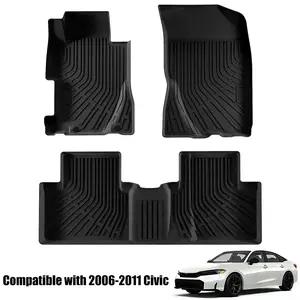 Car Floor Mats Compatible for Civic 2006-2011 All-Weather Automotive Floor Mats Waterproof Heavy Duty Car Mats Flexible Floor Liners 3pcs