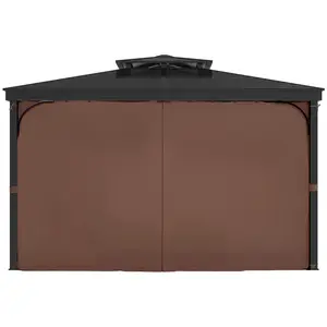 Gazebo Curtains Outdoor, Fit Most 10' x 10' x 6.9' Gazebos, 4-Panel Sidewall Gazebo Privacy Curtains with Zippers, Outdoor Curtain Replacement for Patio Canopy, Only Curtain, Coffee