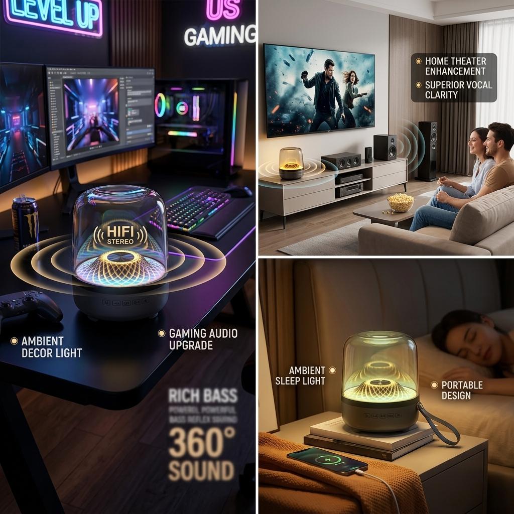 Bluetooth Soundbar With Breathing Lamp Subwoofer Hi-Fi Stereo Sound For Gaming Room Home Theater Decoration