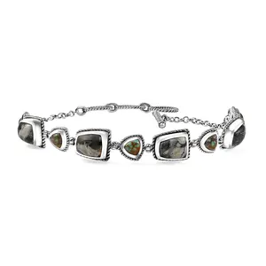 D'Joy Artisan Crafted White Buffalo and Blue Horizon Turquoise 11.70 ctw Bracelet in Sterling Silver 6.50-8.0In Christmas Gifts