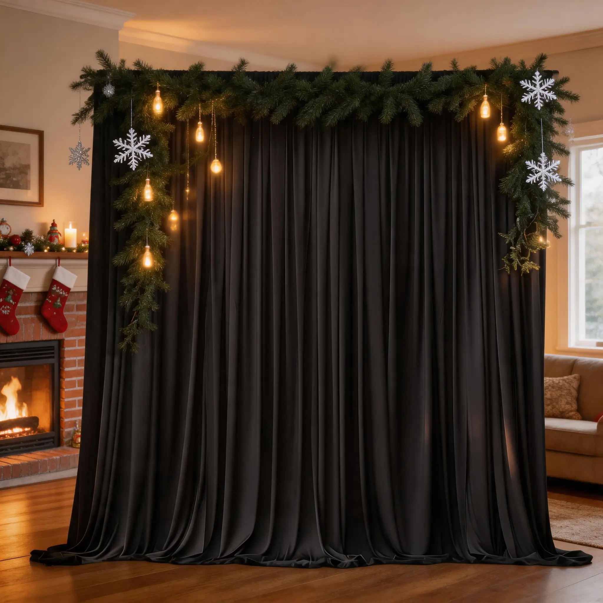10x10FT Black Wedding Backdrop Curtains 2 Panels, Silky Polyester Drapes for Birthday Party, Bridal Shower, Thanksgiving, Halloween, Christmas Photo Background