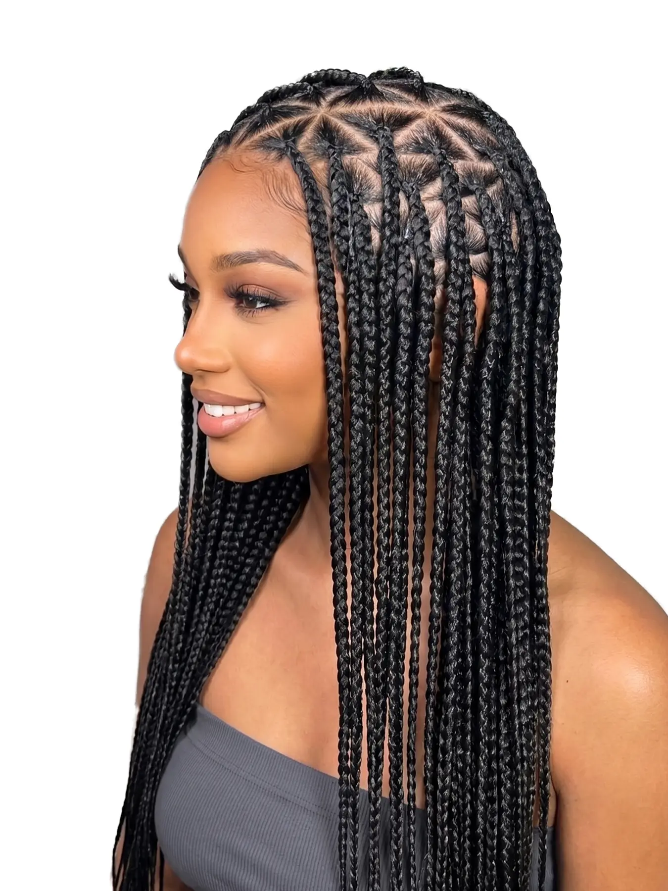 Triangle Box Braided Wigs 26 Inch Synthetic Full Lace Wig Handmade Knotless Box Braids With Baby Hair For Black Women