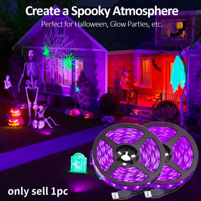 USB-Powered Black Light Bars - UV Reactive Neon Glow Lighting for Halloween, Parties, Stage, Home Decor, Led Decoration - USB Plug-and-Play Ambient Lighting with Glow Effect LED Strip Lights Led Lights Strips Led Atmosphere Lights