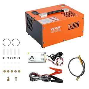【fathersdaygift】VEVOR PCP Air Compressor,  , 4500PSI/30Mpa Portable PCP Airgun Compressor with External Converter, DC12V, AC115V | Oil & Water-Free | Manual-Stop Air Rifle, Paintball and Scuba Tank Compressor Pump