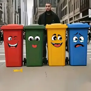 4 Sheets Cartoon Face Stickers, Self-Adhesive, Suitable for Plastic Surfaces, Removable, Home Decor, Trash Can, Wall, Toilet, Fridge, Sticker Packs