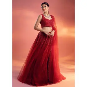 Chrysler red lehenga set