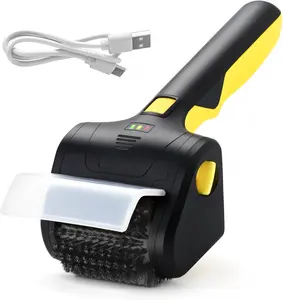 Electric Grill Cleaner for Outdoor Grill, Cordless Rechargeable Grill Brush with Stainless Steel Bristles, Durable Grill Scraper, Perfect BBQ Accessories in Brown