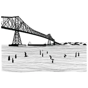 4x6 Gateway to The Sea Letterpress Art Print Postcard on cotton paper