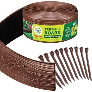 Terrace board landscape coiled edging grass barrier bender board garden borders brown 4 in x 40 ft with 10 stakes