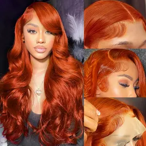 gk 13x6 HD Lace Front Loose Body Wave Real Hair Wig - 180% Density, Glueless Wigs, Pre-Plucked, 40in Colored (Ginger Orange, 613 Blonde, Pink, Blue), True-to-Texture, Loose Body Wig