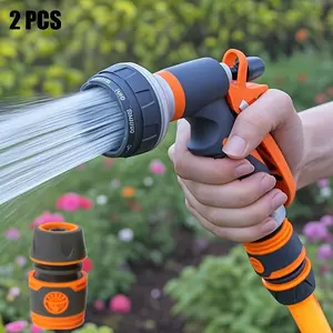 2pcs High-Pressure Garden Hose Nozzle, Garden Hose Connectors, Interface, Adjustable Spray Pattern, Durable Lightweight Design with Grip, Universal Thread for Gardening, Car Washing, and Yard Cleaning, Robust Construction, Made of Plastic