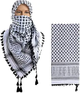 Cotton Shemagh Tactical Military Scarf Palestine Scarf Keffiyeh Head Neck Wrap gifts for Men & Women + Paper Bag