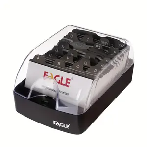 Business Card Box, Business Card Holder for Desk, Push-Button, Storage up to 550 Cards, Business Card Organizer with A-Z Tabs, Black