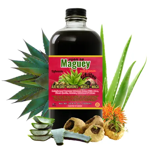 Authentic Viral Maguey Juice with Muicle, Maca, Black Garlic - 100% Natural Artesanal Botanical Dietary Blend, Gluten Free Comprehensive Nutrition Dietary Supplement, 32 Fl. Oz., Dietary Supplements, Comprehensive Nutrition Supplement