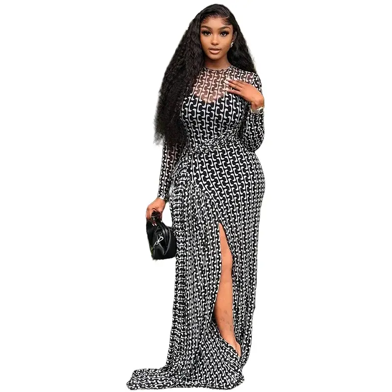 long dress formal with sleeves Sheer Embellished Long Sleeve Evening Gown in Almond - 4