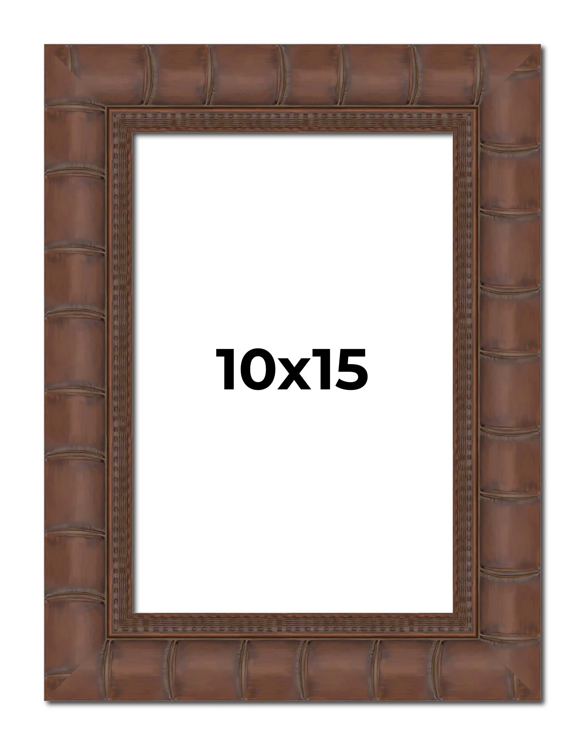 10x15 Brown Wide Bamboo Picture Frame - UV Acrylic, Foam Board Backing, Hanging Hardware
