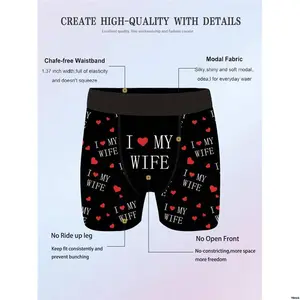 sLongBoxerBriefs sNoveltyShorts Men ILoveMyWifeLetterPositioningPrintedMen CasualLooseMen sShorts