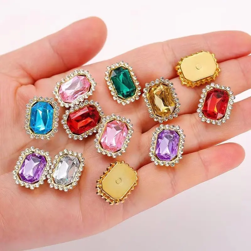 Adhesive DIY hand-sewn rectangular double-layer bow hardware for Crocs shoes and bags accessories Adhesive DIY hand-sewn rectangular double-layer bow hardware for Crocs shoes and bags accessories