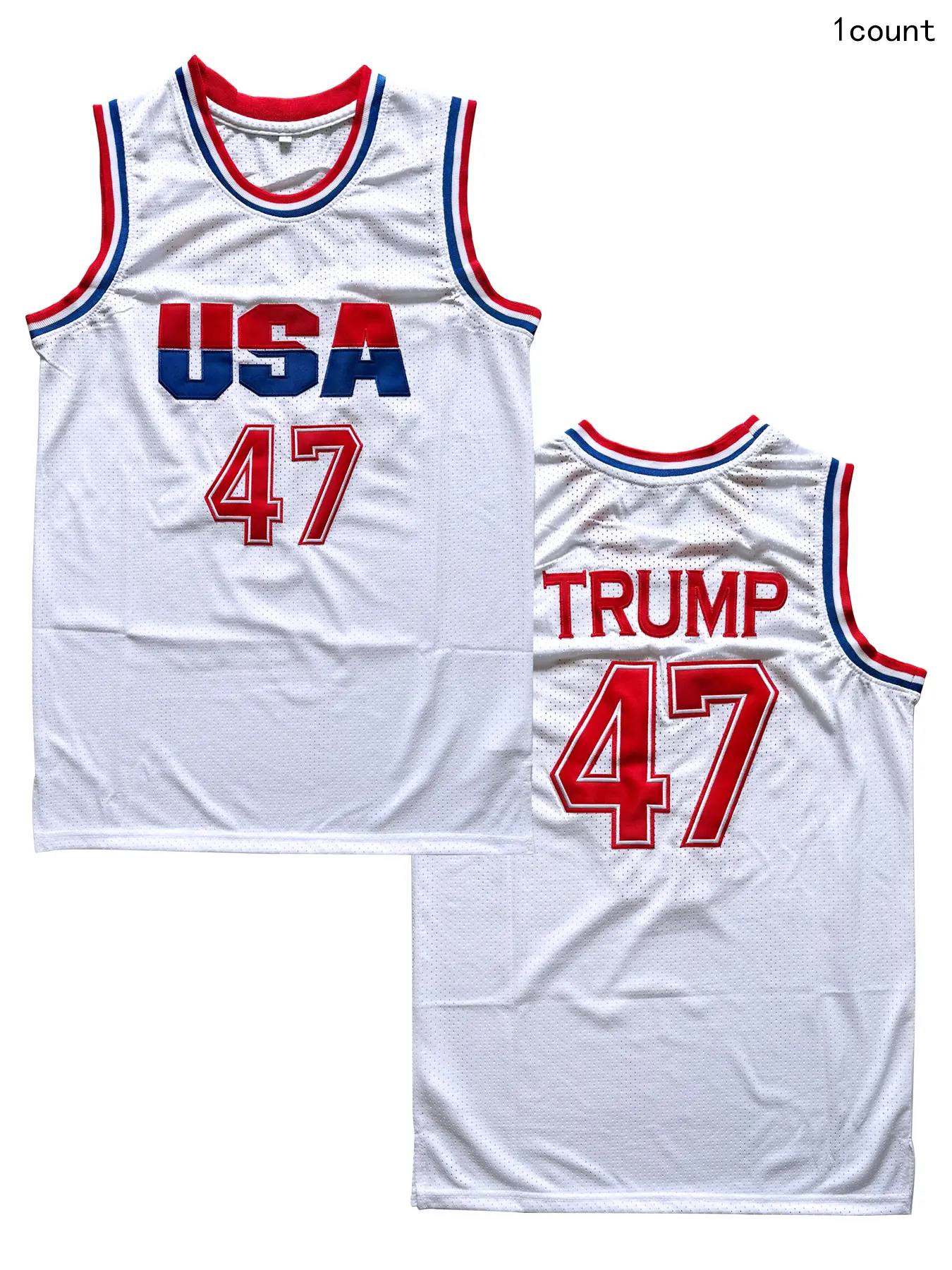 Men's USA #47 Trump Basketball Jersey, Stitched Embroidered Patriotic Design in Breathable Mesh, Bold Statement Collectible for Fans, Male, Contact Us, Machine Washable, 2Xl