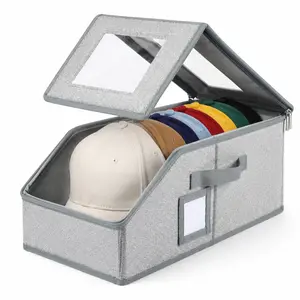Stackable Hat Storage Boxes for Baseball Caps – Clear Window Durable Cardboard Organizer, Space-Saving Wardrobe & Bedroom Storage for Hats, Clothes, Toys, Scarves & Gloves