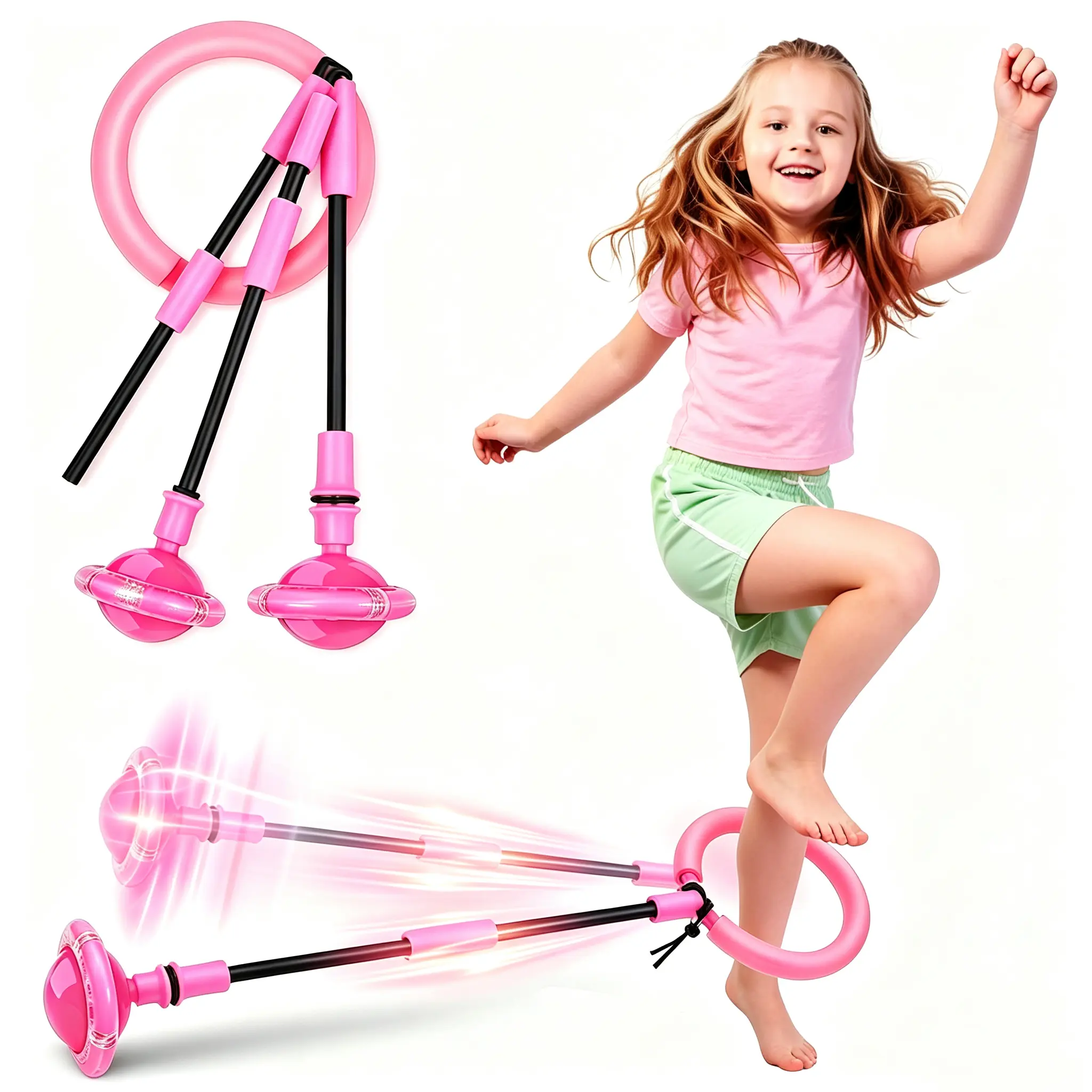 Skip Ball, Portable Foldable Colorful Flash Wheel Swing Ball, Kids Toys for Girls & Boys, Sports Fitness Toys for Kids & Adults. Gifts for Mom Women & Girls Toys Age 5-10 Years