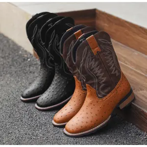 Men's Shoes New Western Cowboy Boots American Retro Boots Trendy Men's Embroidered Knight  boots 882 Closed
