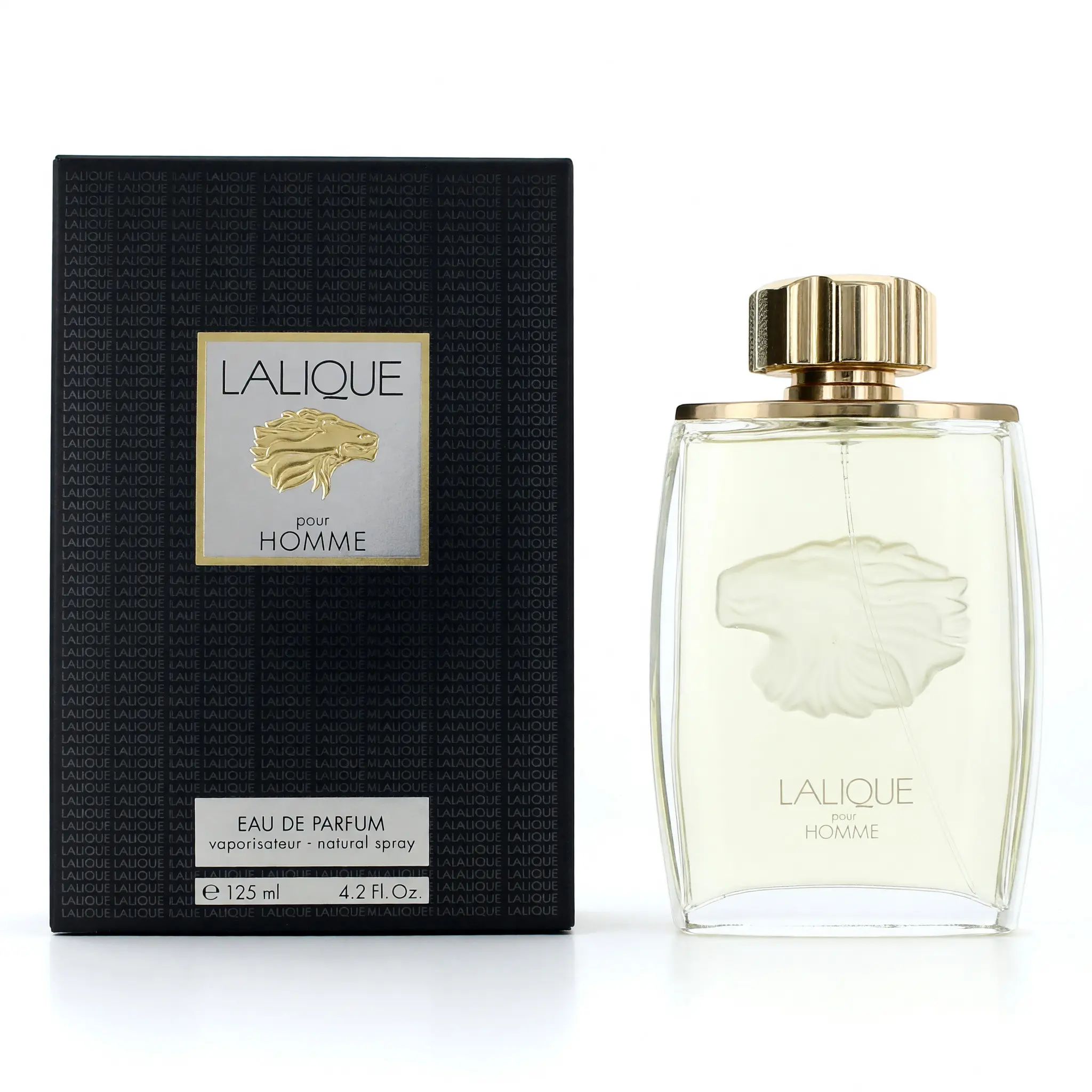 Lalique Pour Homme Eau de Parfum, Woody Aromatic Masculine Cologne with Sandalwood, Cedar, and Amber Notes, EDP Spray, 4.2 fl oz