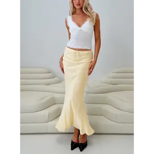 Mercer Linen Blend Maxi Skirt Lemon