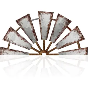 Farmhouse Living Room Wall Decor Wood Windmill Rustic Wooden Wall Art Decorative Windmill Sculpture Home Decor for Bedroom Nursery Dorm Home(11.4 x 5.5 Inches,Semicircle)