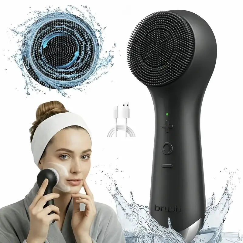 360° Rotating Face Cleaner, Face Scrubber, Silicone Facial Brush Dual Mode Vibration, USB Rechargeable Face Massager, Christmas Gift, Skin Facial Cleaning, Facial Cleansing Tools, Facial Cleansing Instrument, Facial Machine