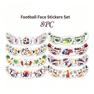 8PCS Football Eye Face Temporary Tattoo Stickers, Soccer Sports Game Theme Body Tattoo, Waterproof Fan Cheer Decor for Match Party