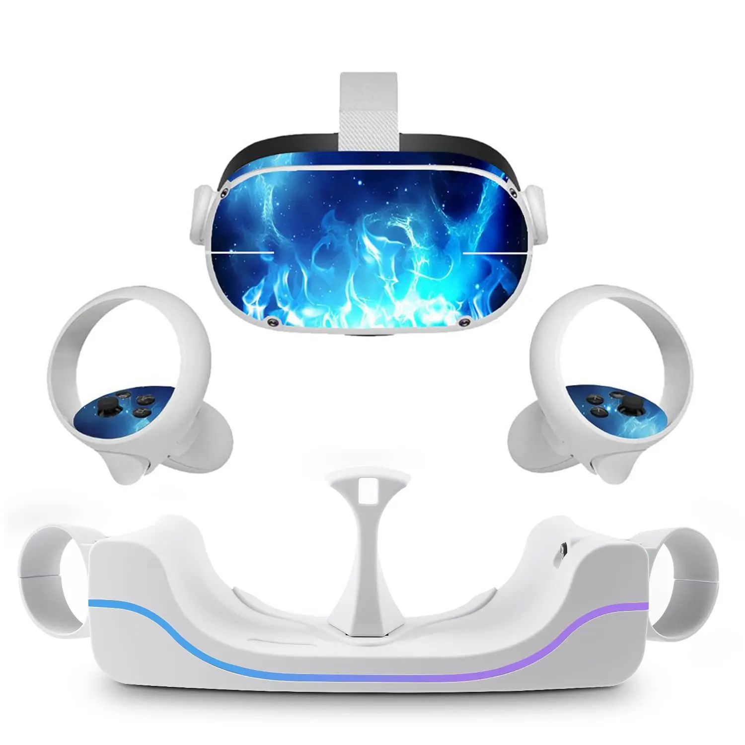 White Magnetic Rechargeable Wearable Charging Dock for Meta Quest 2 VR Headset - Wall Mount Station with USB-C Link Cable, Compatible with Quest 2 Accessories, Ideal for VR Users