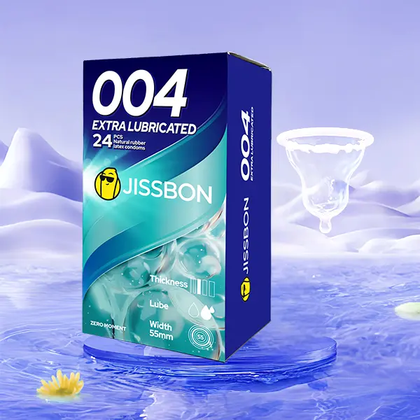 JISSBON 0.04mm ultra-thin, ultra-lubricated condoms, 55mm large size condoms,  double lubrication fit, ultra-lubricated for lasting smoothness, ultra- lubricated formula reduces friction for more comfort, ultra-thin fit for  lasting smoothness