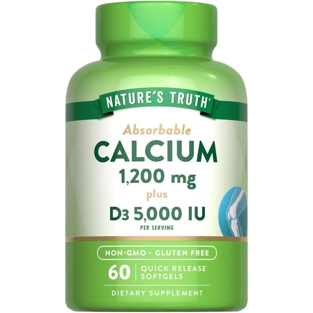 Nature's Truth Calcium 1200mg with Vitamin D3 5000 IU - 60 Softgels - from Calcium Carbonate