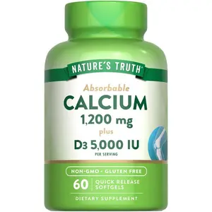 Nature's Truth Calcium 1200mg with Vitamin D3 5000 IU - 60 Softgels - from Calcium Carbonate