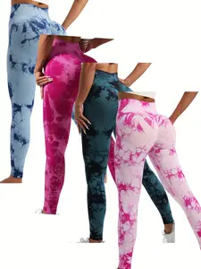 4pcs Tie Dye High Waist Sports Leggings, Running Workout Fitness YogaTight Pants, Women's Leggings Waisted Soft woman