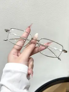Women's Metal Fashion Glasses, Elegant Vintage Design, Trendy Vintage Eyeglasses, Perfect for Daily Wear and Office Use, Stylish Accessory, Street Style, Square Frames Glasses, Square Frame Eyewear