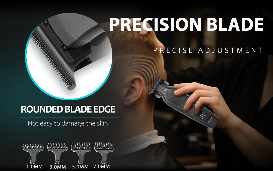 LQT Sleek Black Cordless Hair & Beard Trimmer, Precision T-Blade Grooming Tool with LCD Display, Rechargeable Electric Clipper with Guide Combs for Men's Fades, Edges & Home DIY Haircuts