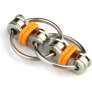 Tom's Fidgets Original Flippy Chain Fidget Toy - Perfect for ADHD, Anxiety, and Autism - Bike Chain Fidget Stress Reducer for Adults and Kids (1, Orange)