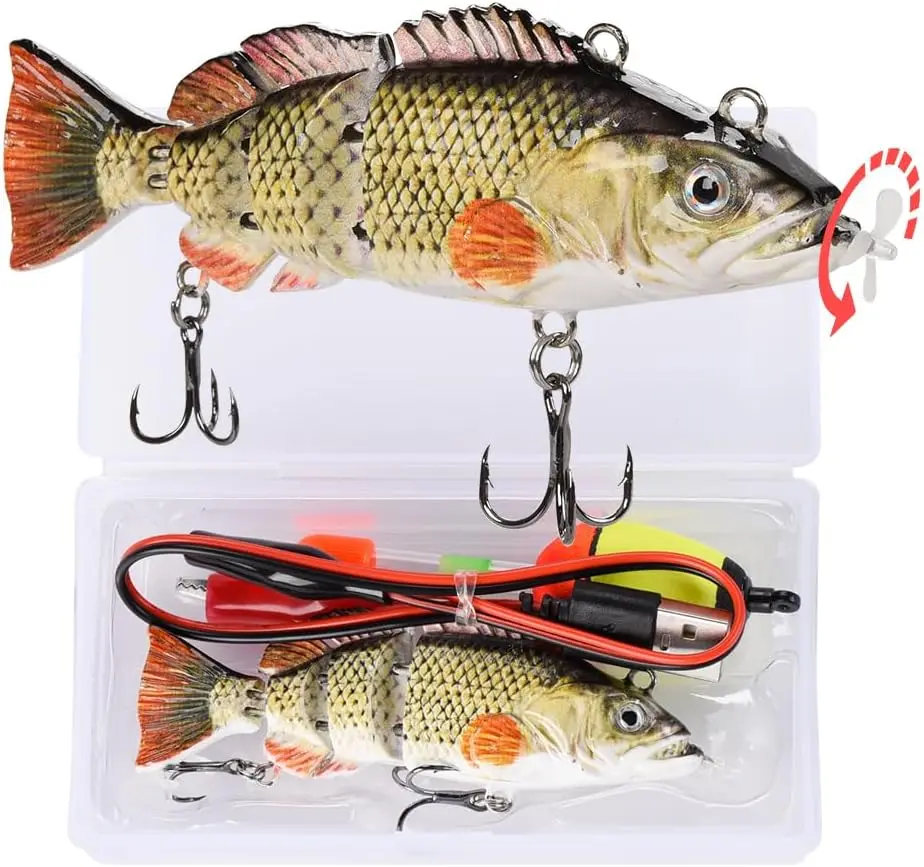 Robotic Swimming Fishing Electric Lures 5.12" USB Rechargeable LED Light Wobbler Multi Jointed Swimbaits Hard Lures Fishing Tackle
