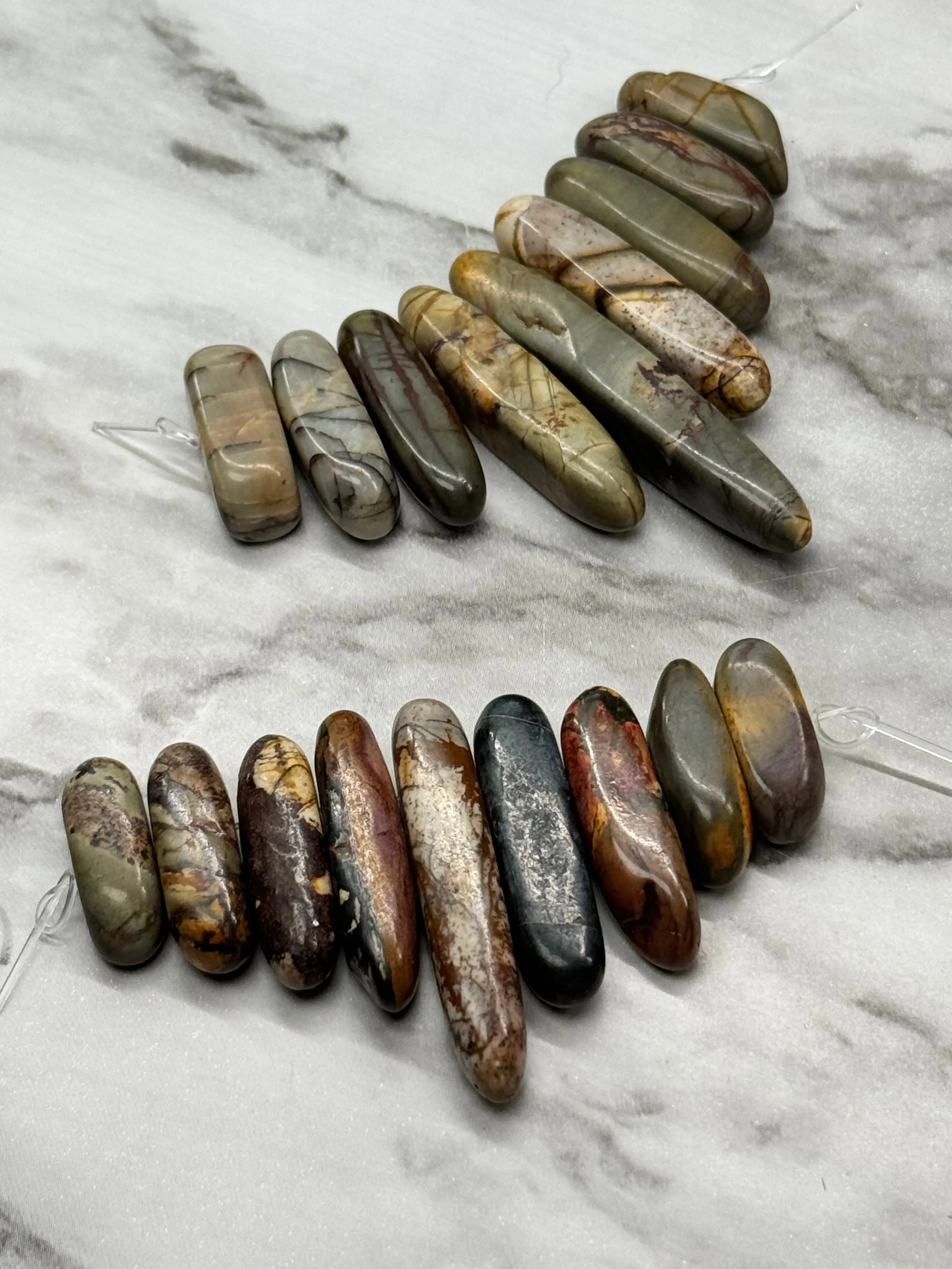 Picasso Jasper Graduated Focal Bead Strand - 19-50x8mm